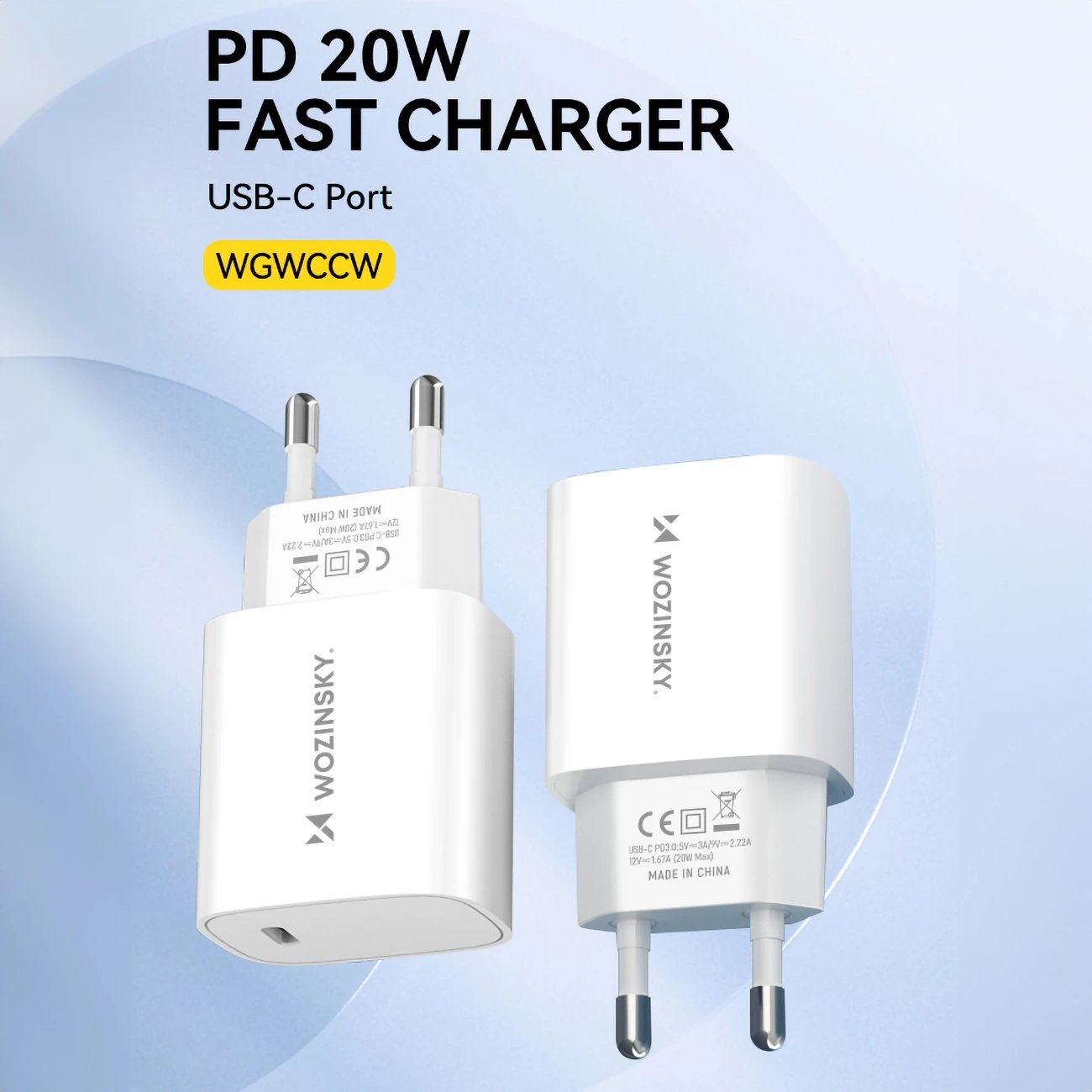 Karikues muri Wozinsky WGWCCW, 20W, USB-C, i bardhë Karikues muri Wozinsky WGWCCW, 20W, USB-C, i bardhë