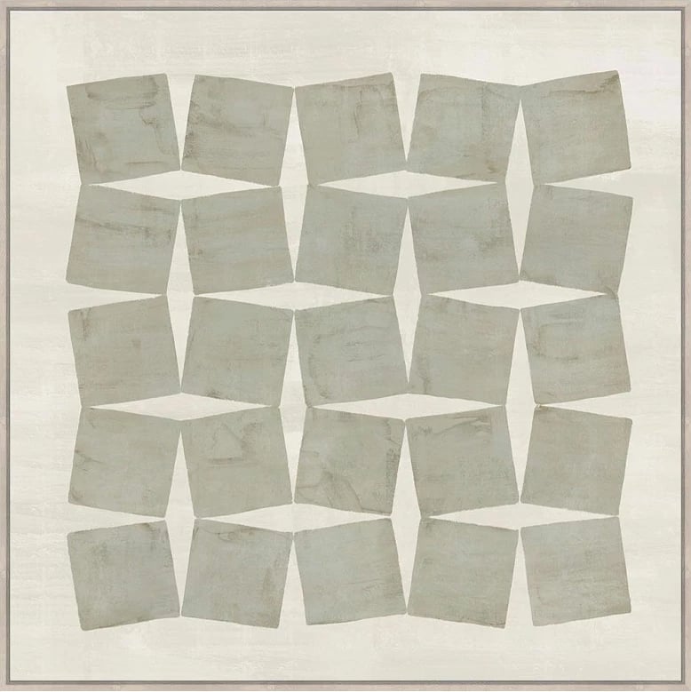 Pikturë dekorative me kornizë, model i lidhur, kanavacë, bezhë-gri, dru natyral, 80x80x4cm