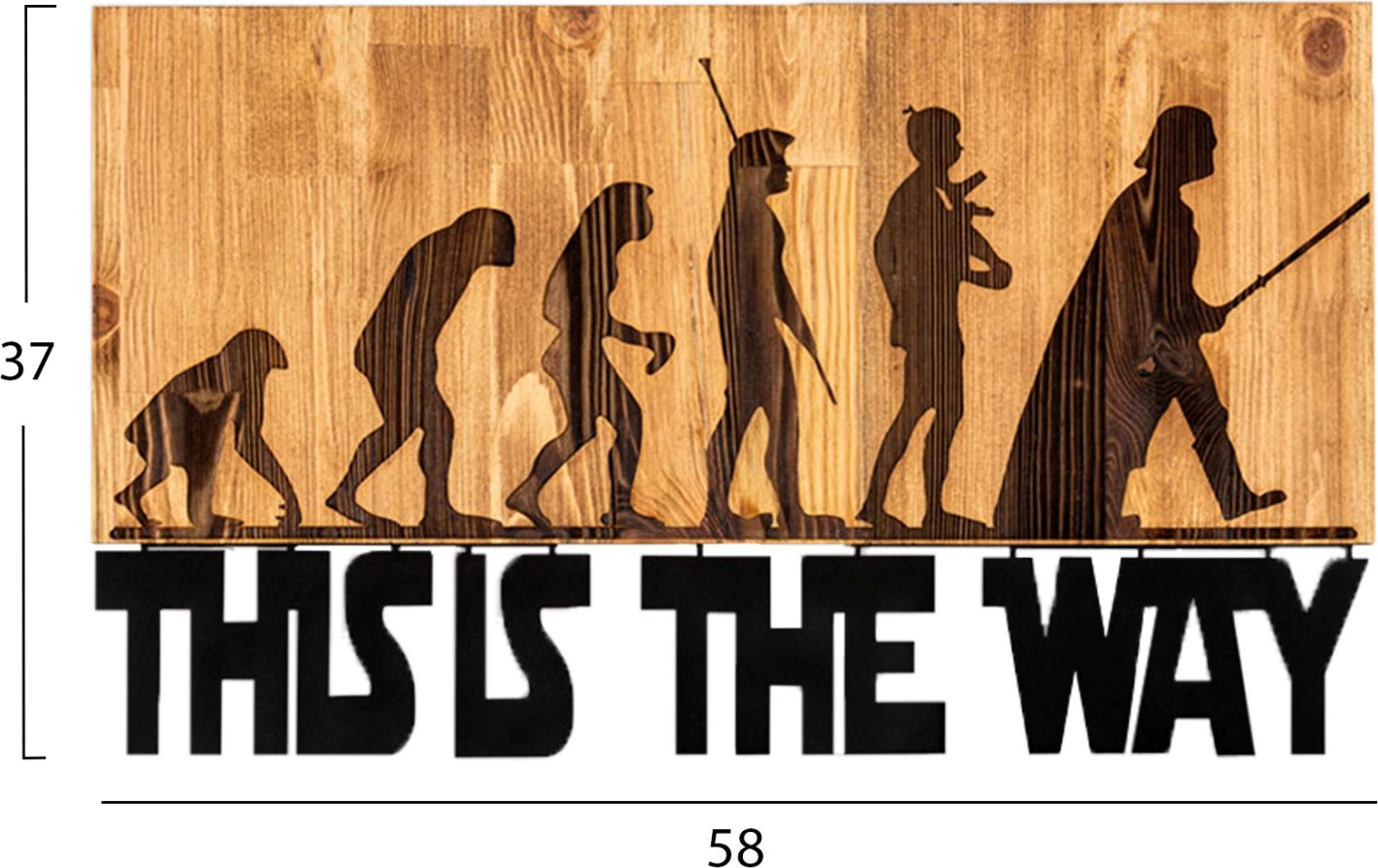 Dekor muri prej metali e druri, ngjyrë e zezë, 58x3x37cm, THIS IS THE WAY