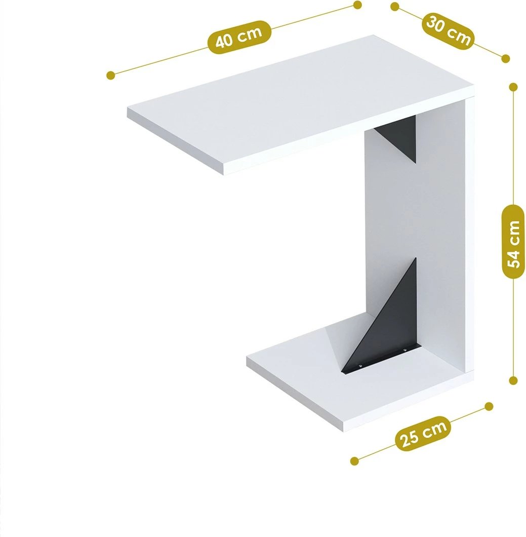 Tavolinë anësore Hanah Home, Zoey, e zezë dhe e bardhë