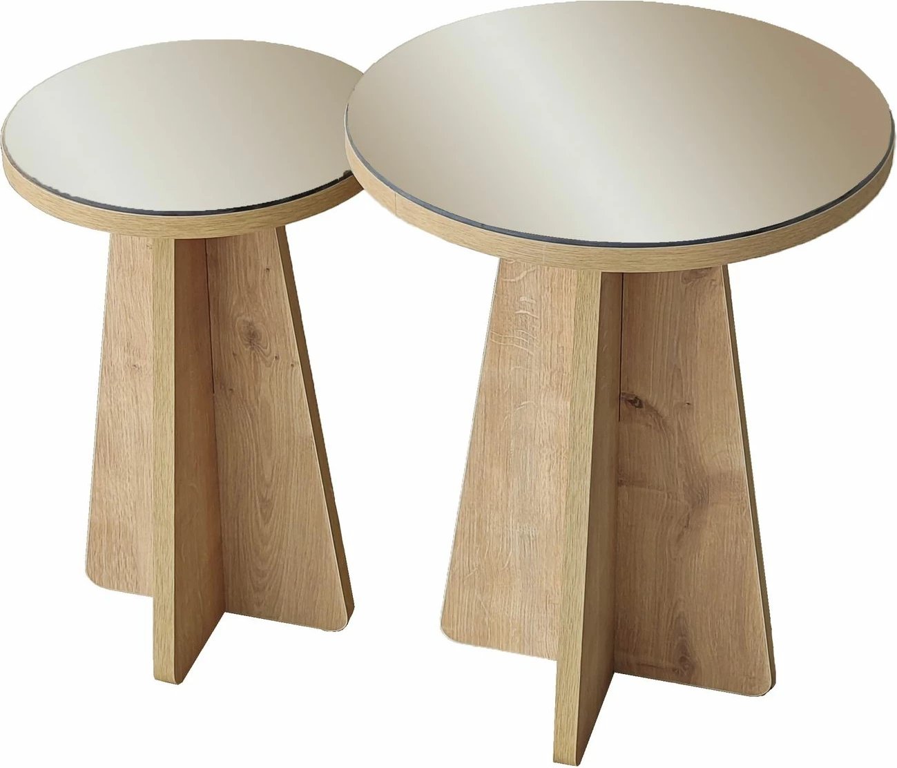 Set tavolinash anësore Skye Decor, Luna 2, bronzi, lisi sapphire