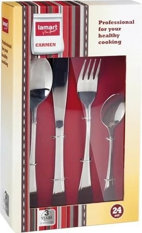 Set lugësh, pirunësh dhe thikash Lamart LT5001 Carmen, 24 copë, Argjend