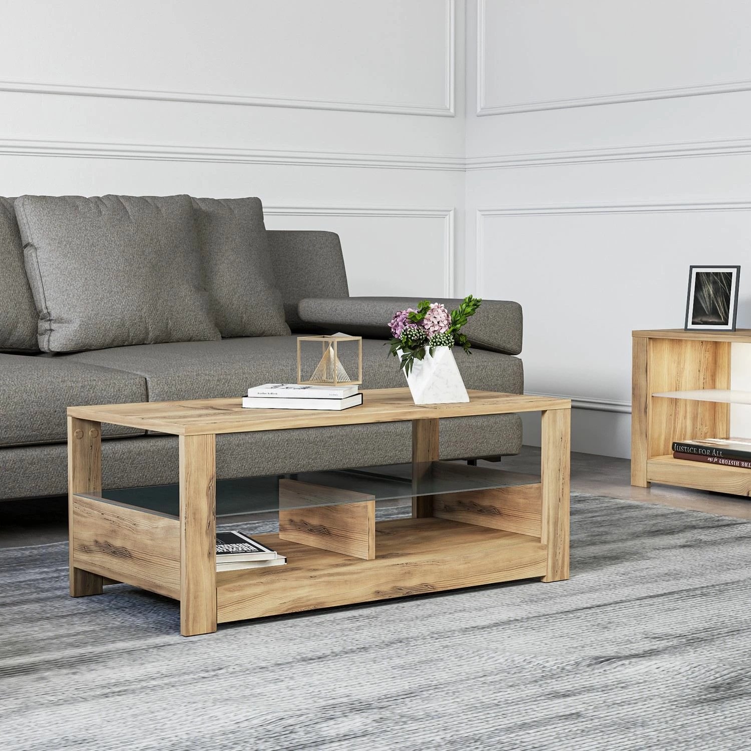 Tavolinë për kafe, ngjyrë lisi, Skye Decor, Aydos