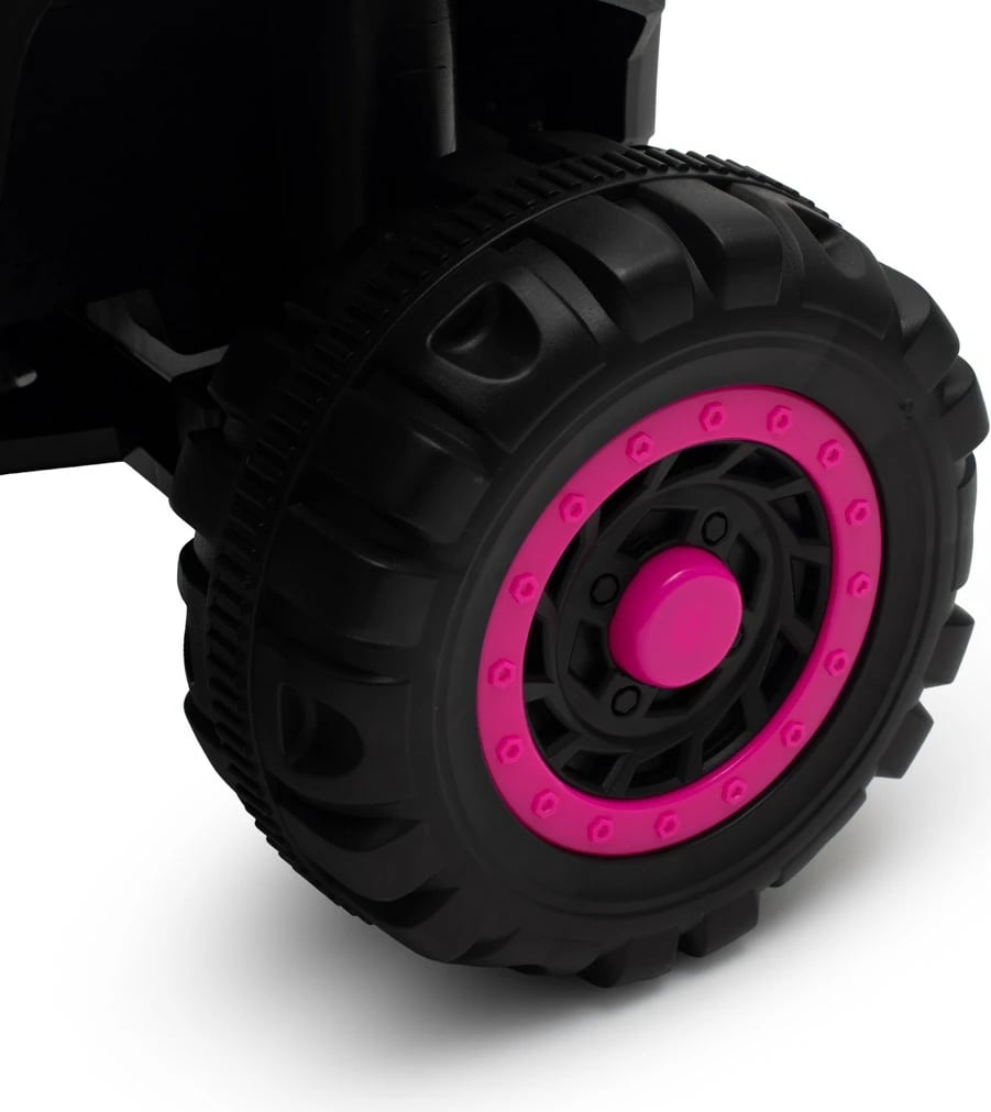 makinë lodër elektrike ride-on, Baby Mix, Ruggy, motor 18W 6V, me shufër shtytëse prindërore, kapacitet 30 kg, rozë