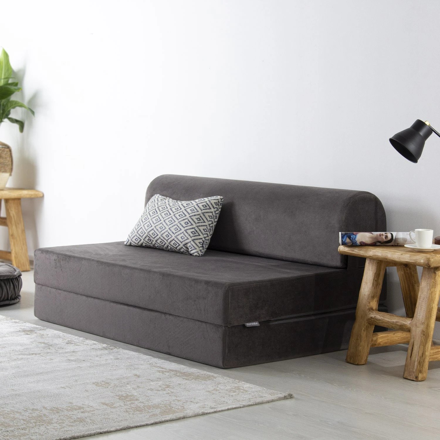 Divan-krevat 2 vendësh, Atelier del Sofa, Magic, kadife antracit