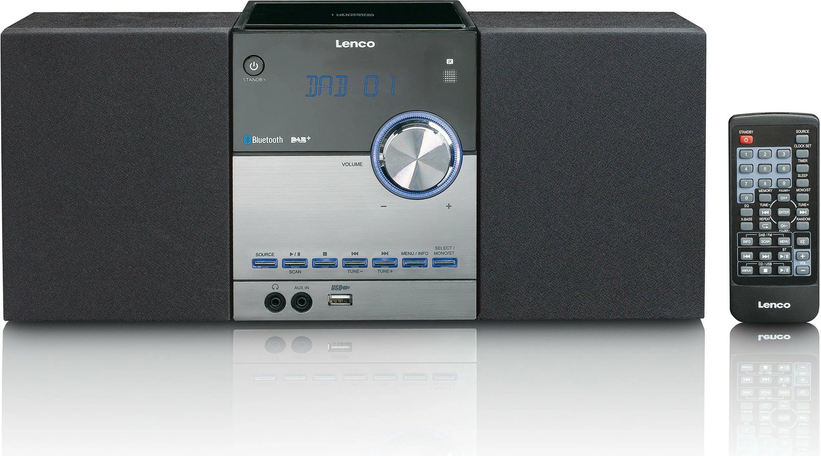 Sistem zëri Lenco MC-150, Bluetooth, radio FM, USB, ngjyrë e zezë/argjendtë