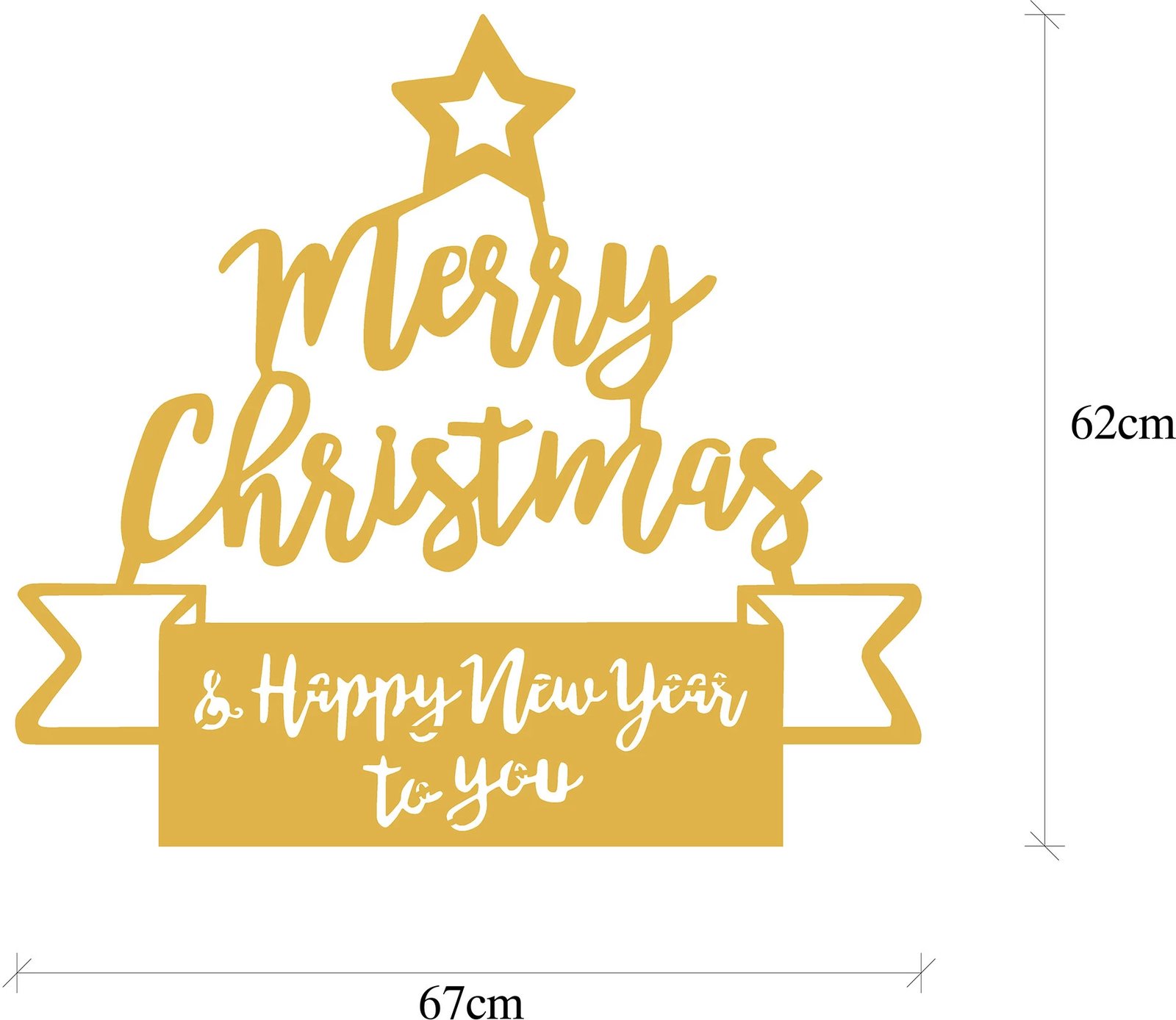 Aksesor dekorativ metalik për mur, Wallity, XMASGOLD - 004