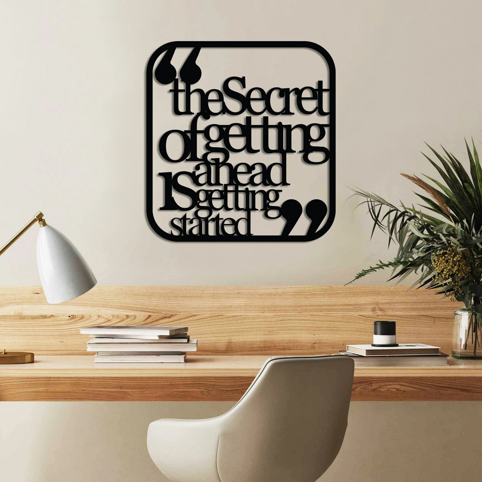 Aksesor dekorativ metalik për mur, Wallity, Getting Ahead Started 3, ngjyrë e zezë, 50x50cm