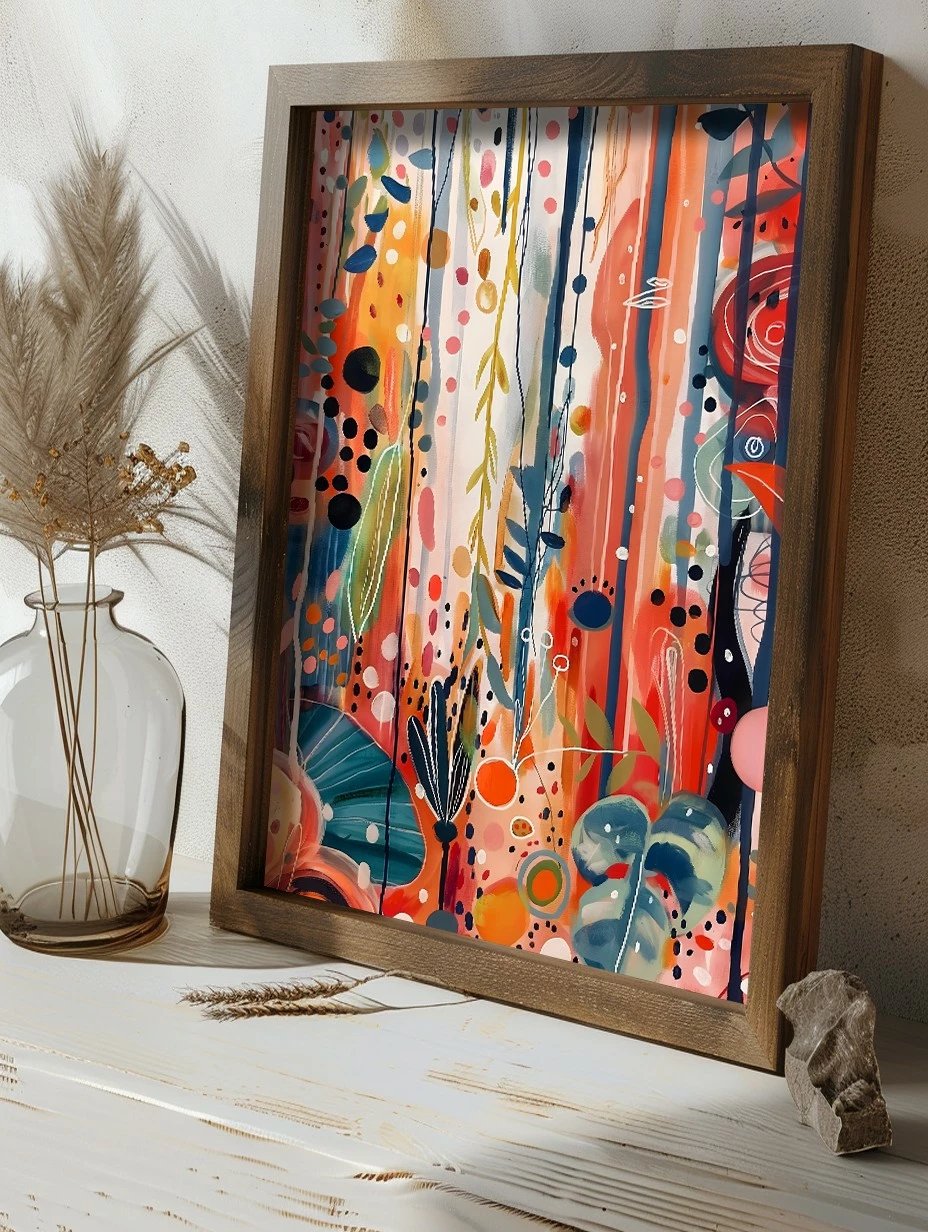 Pikturë dekorative me kornizë MDF, shumëngjyrëshe, Wallity, GE174-L