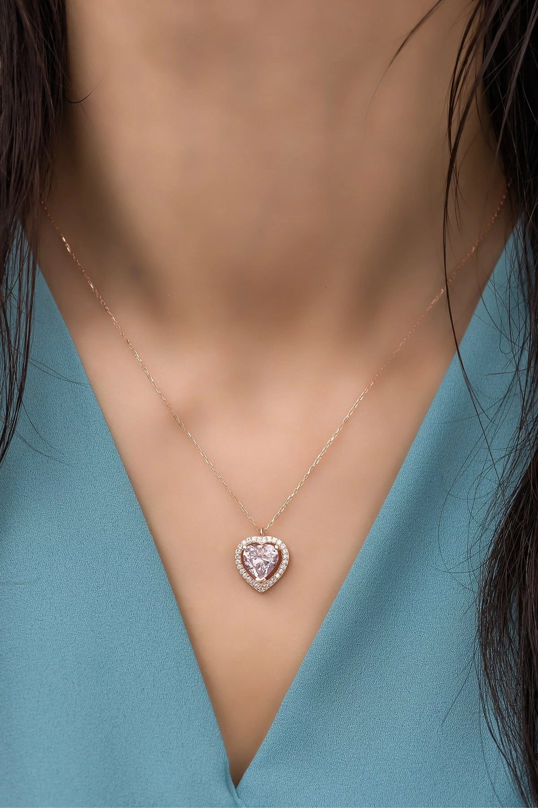 Qafore argjendi, ngjyrë rozë e artë, gur zirkoni i purpurt, Jumeon, NRZ99234