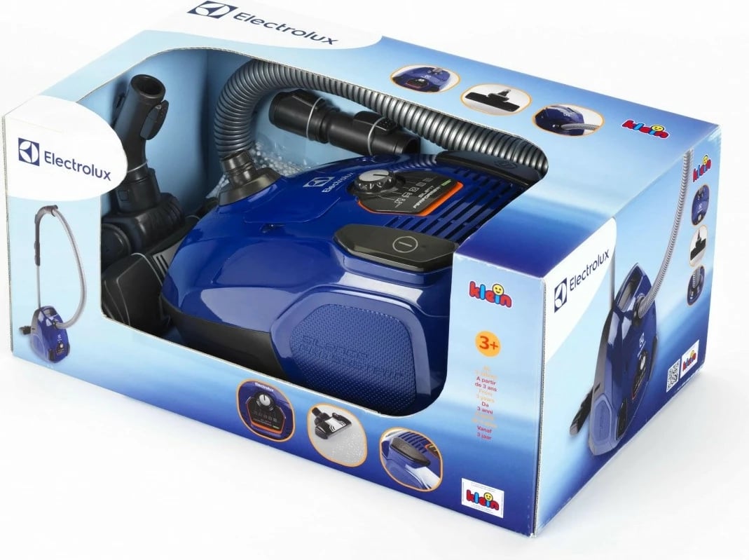 Lodër fshesë me korent Klein Electrolux 6870, plastikë, për fëmijë, Kaltër