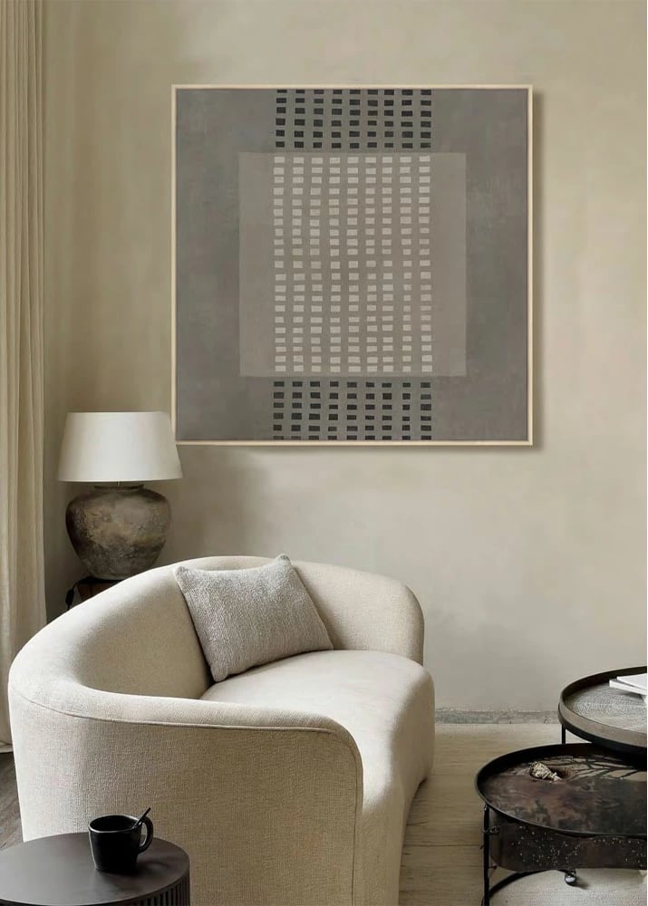 Pikturë dekorative FRAMED DREAM me kornizë, kanavacë, gri e bezhë, 80x80x4cm