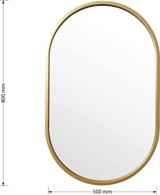 Pasqyrë eliptike, ngjyrë ari, 50x2x80cm