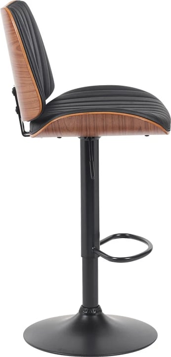 Karrige për bar Amani, lëkurë PU e zezë, bazë e zezë, 50.5x54x87.5-107.5cm