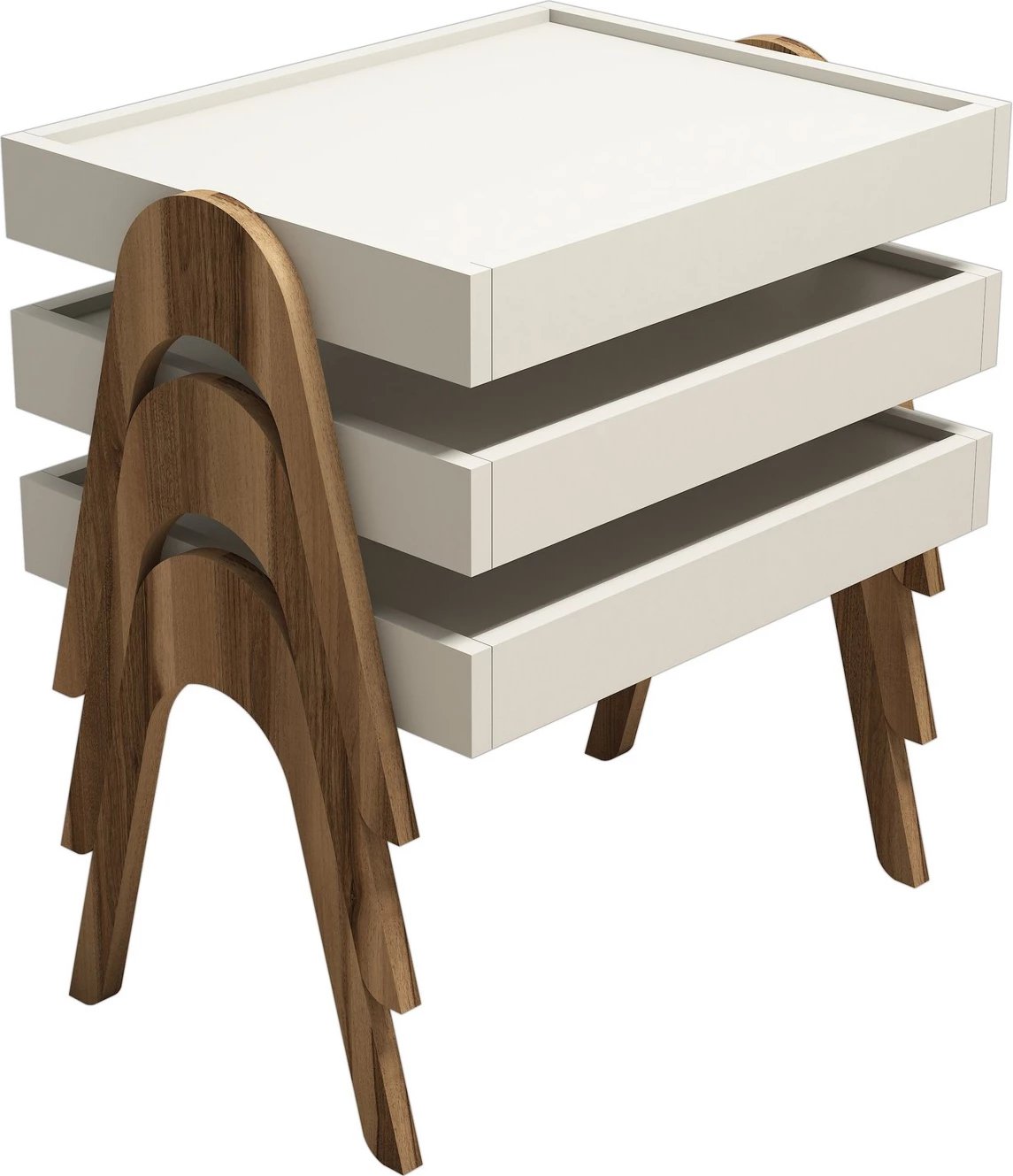 Set tavolinash të vendosshme Hanah Home, Roma, ngjyrë arre dhe krem (3 copë)