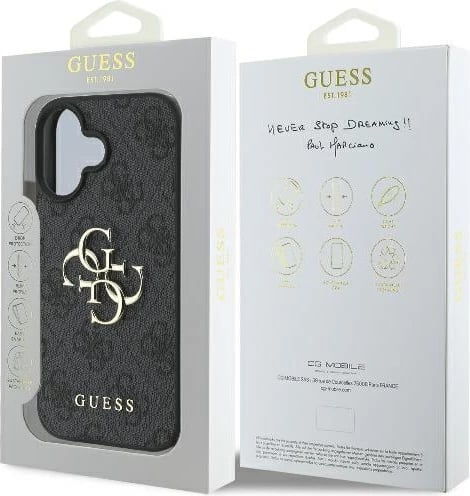 Mbështjellës Guess 4G Big Logo për iPhone 16, 6.1", i zi