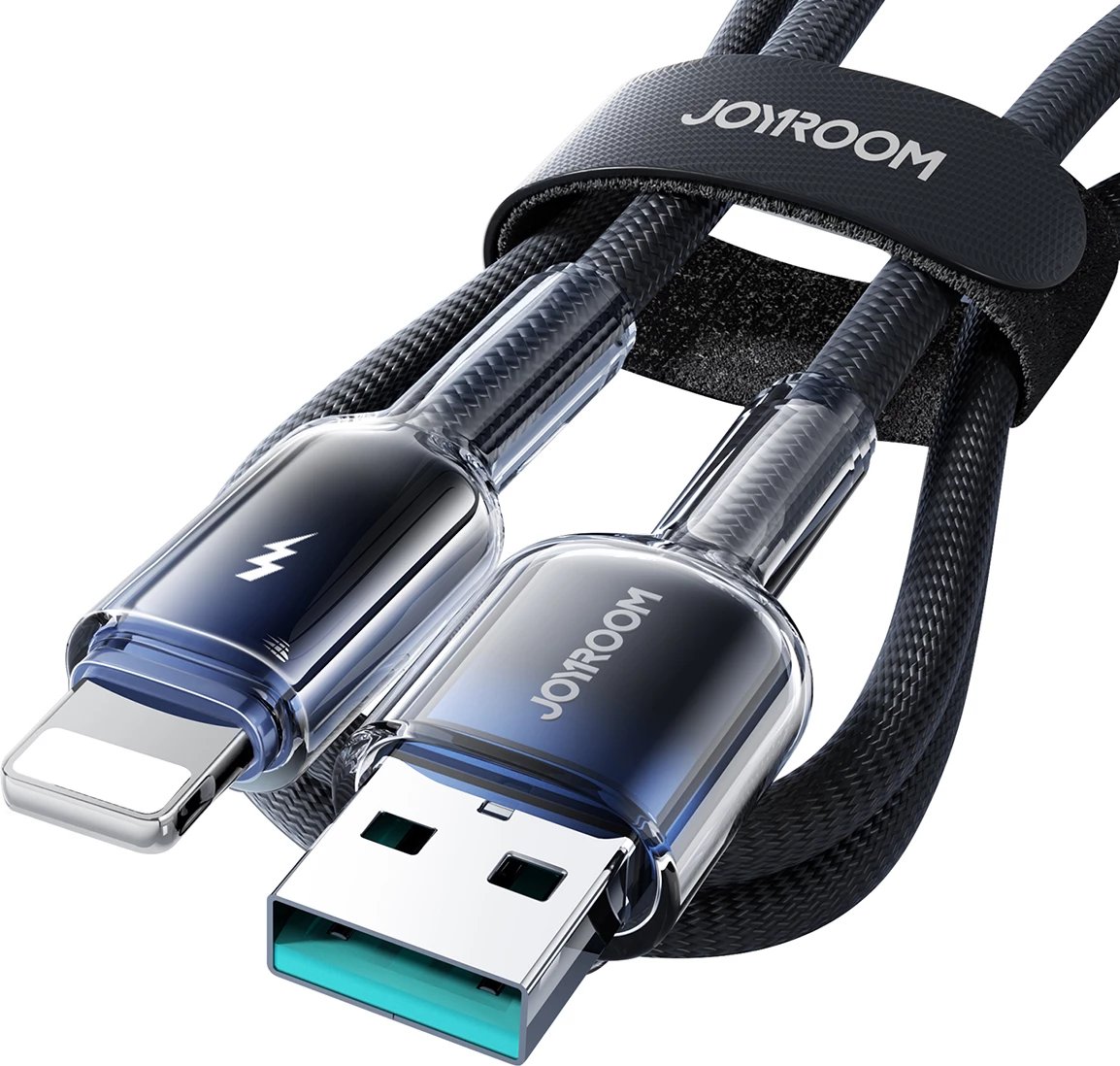 Kabllo Joyroom S-A42 Crystal-Clear Series, USB-A në Lightning, 1.2m, 3A, e zezë