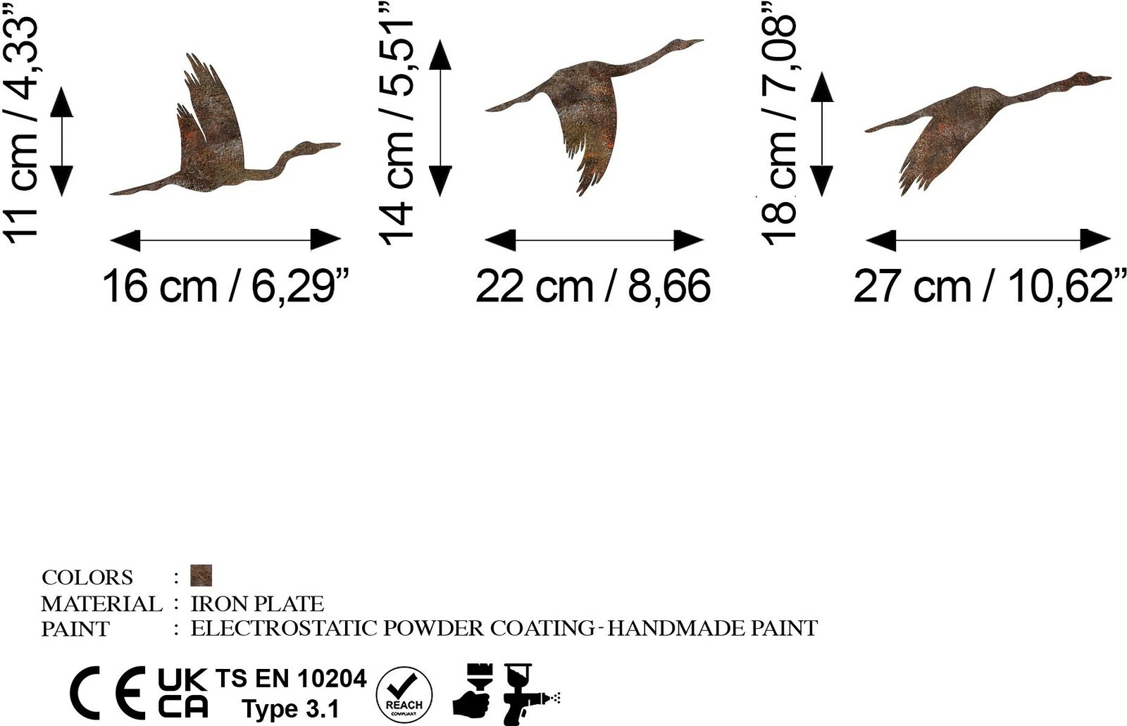 Aksesor dekorativ metalik për mur, zogj të ndryshkur, Wallity Aksesor dekorativ metalik për mur, zogj të ndryshkur, Wallity