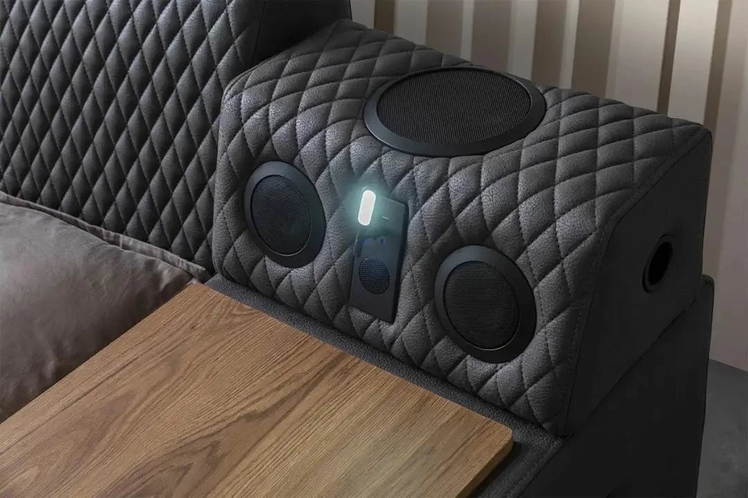 Krevat dopio me masazh, USB, audio, ngjyrë e zezë, Skye Decor Escalade Smart