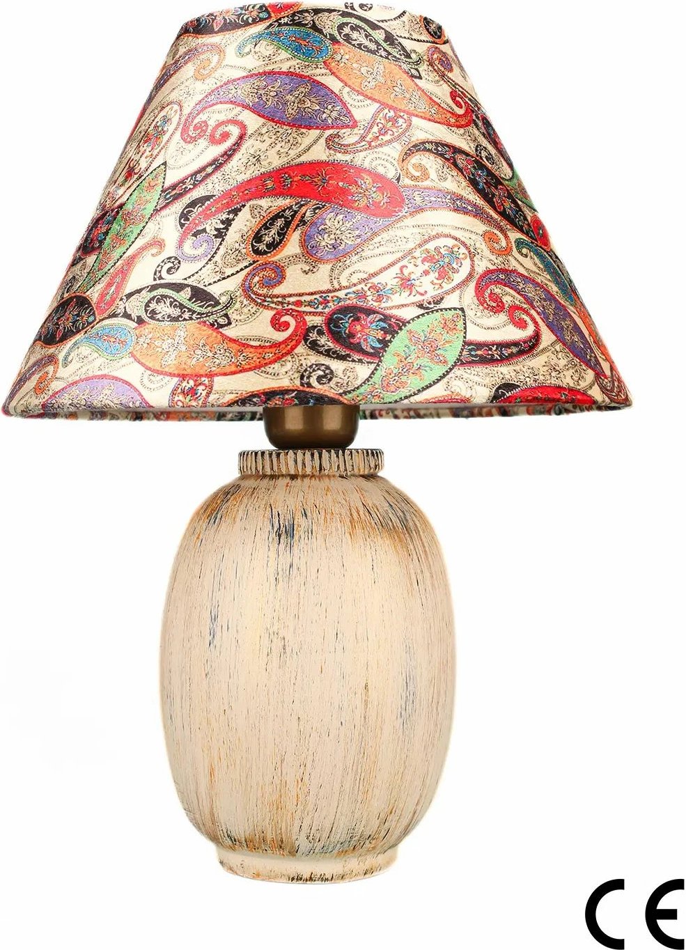 Llambë tavoline Opviq, BK037, trup qeramike, kapak kadife, shumëngjyrëshe, 40cm