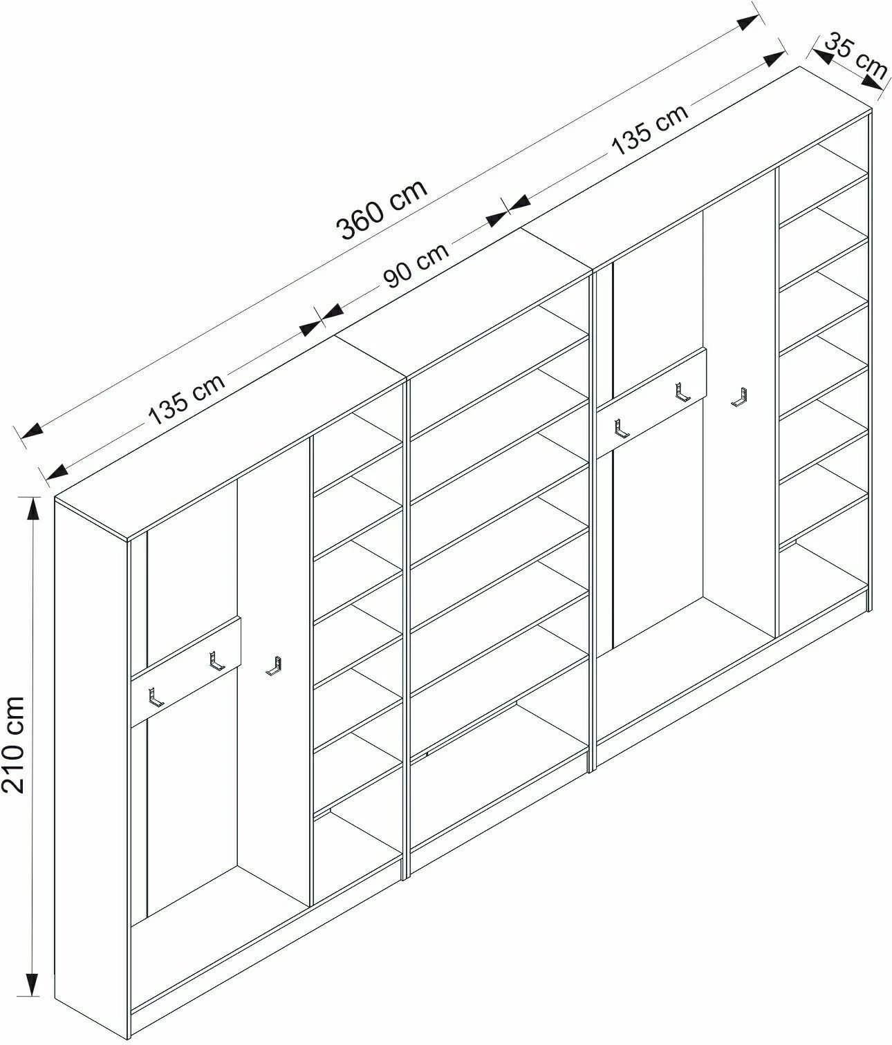 Stendë korridori Skye Decor, Noah, e bardhë, 360x210x35cm