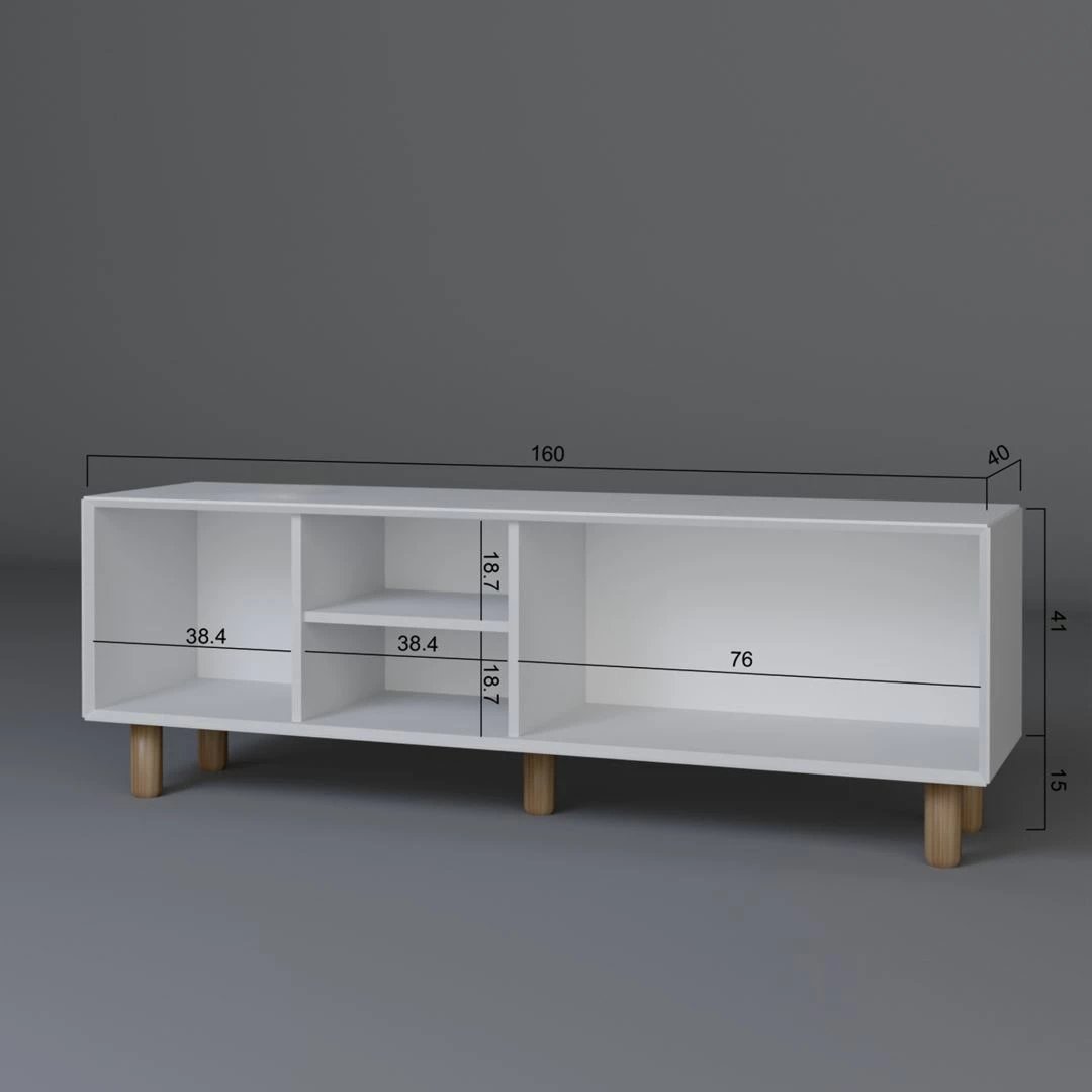 Komodë TV Skye Decor, stil bohemian, e bardhë, 1600-70