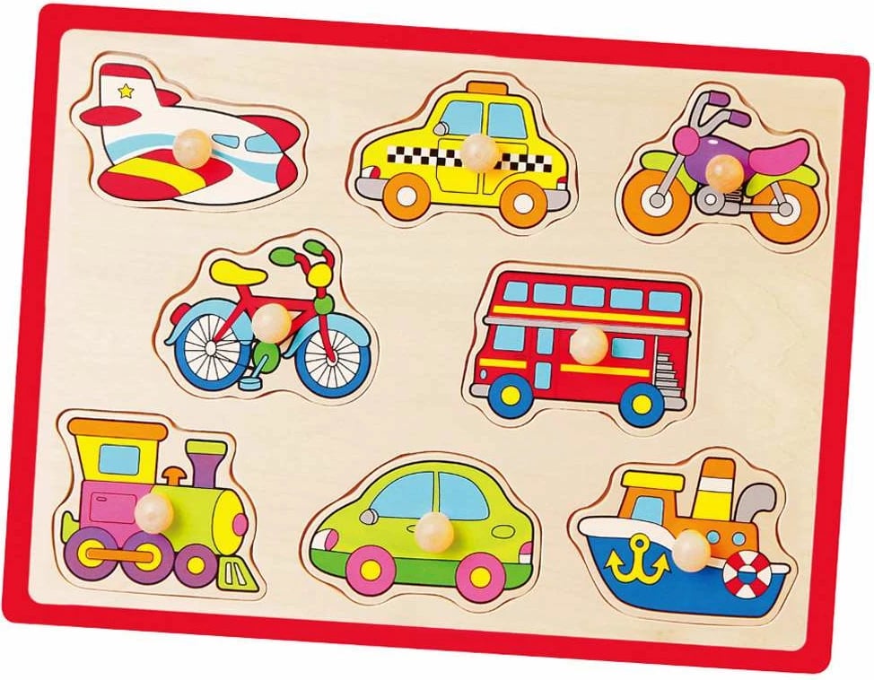 Puzzle druri me doreza, Viga Vehicles, 8 copa, 30x27 cm, shumëngjyrëshe