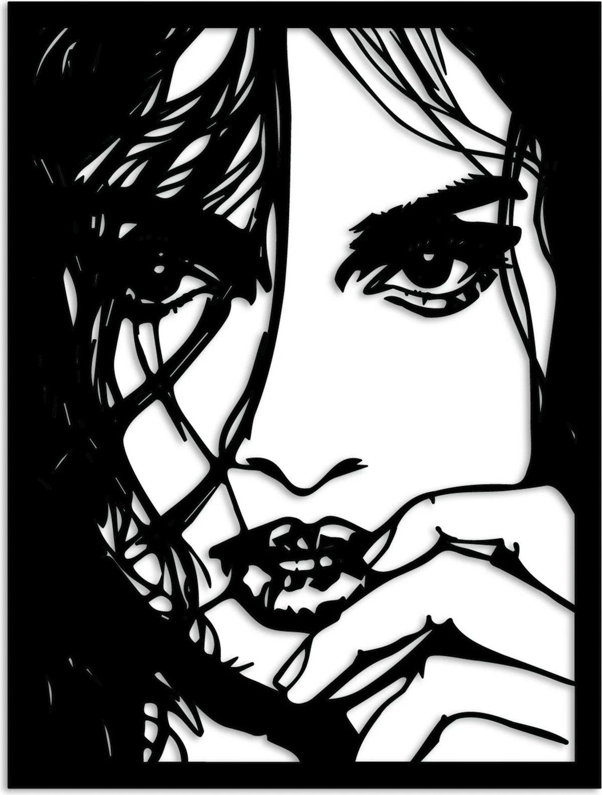 Aksesor dekorativ metalik për mur, Wallity, Mirabella, ngjyrë e zezë, 56x42cm