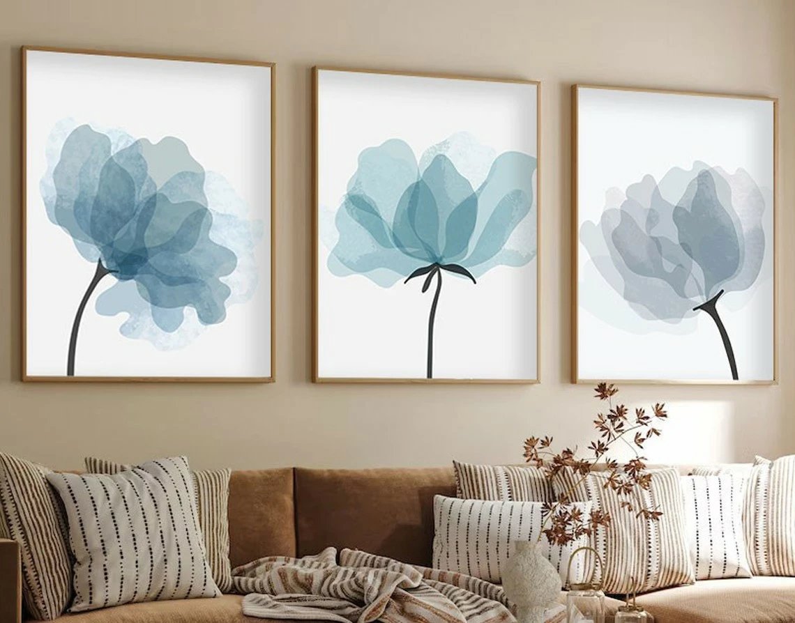 Pikturë dekorative me kornizë, MDF, shumëngjyrëshe, 3 copë, 50x70cm