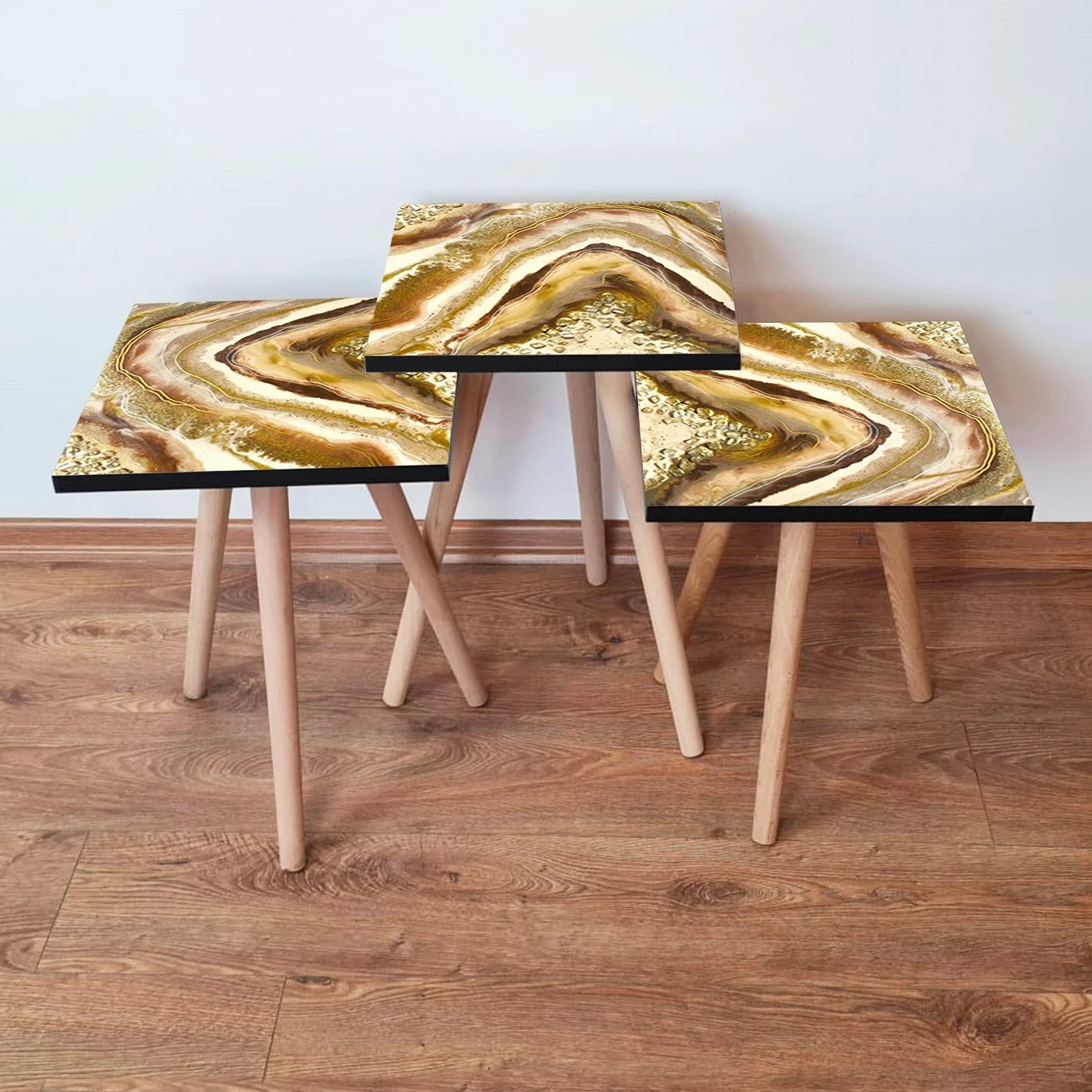 Set tavolinash ndihmëse, 3 copë, Skye Decor, 3Shp295, krem