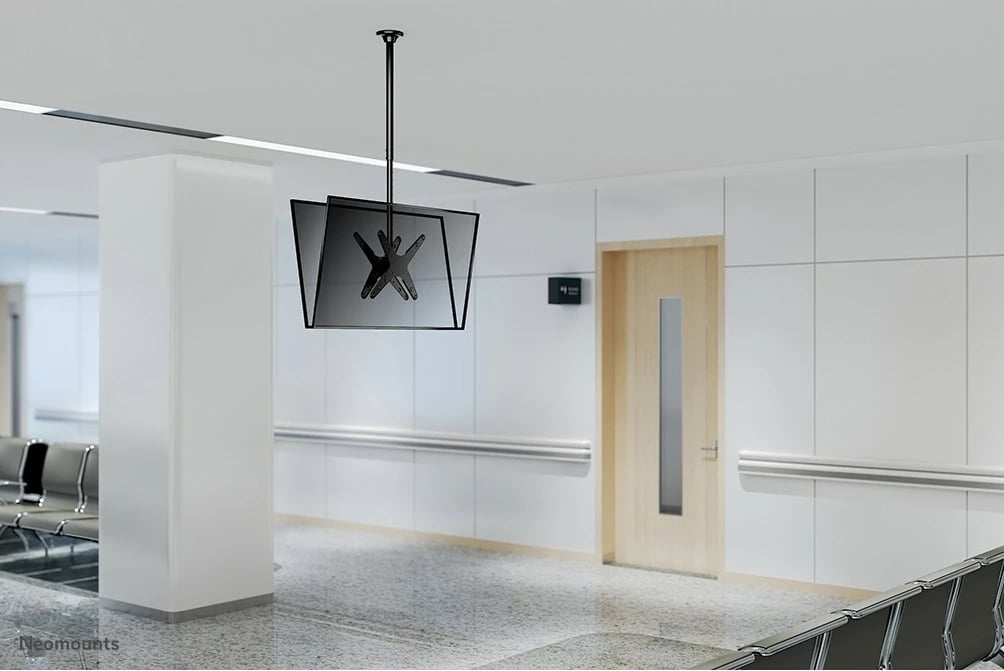 Mbajtëse tavani për dy ekrane Neomounts FPMA-C340DBLACK, 32-75 inç, rregullim lartësie, e zezë