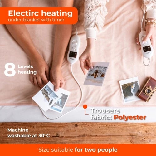 nën-batanije elektrike ngrohëse me timer, Adler Camry CR 7424, dyshe 150x160 cm, 8 nivele ngrohjeje, e larë në 30°C, 2x60W