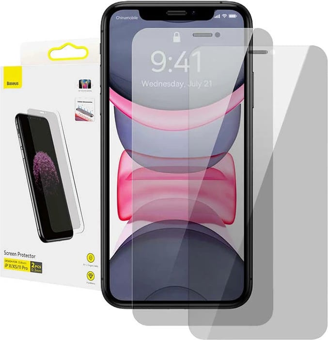 Mbështjellës xhami Baseus SGBL060402 për iPhone X/XS/11 Pro, 0.3mm, 2 copë, i zi