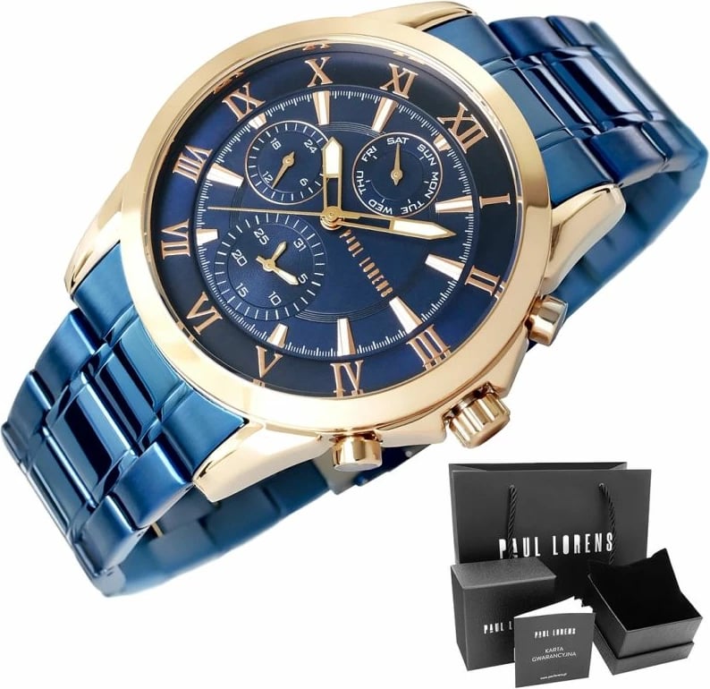 Orë dore për meshkuj Paul Lorens, bakri/navy blue