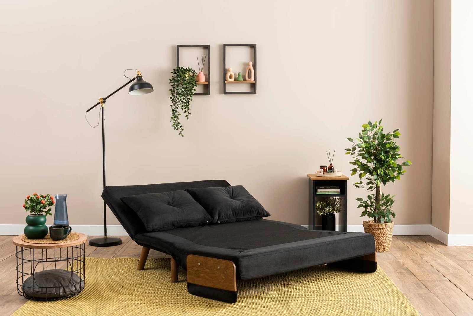 Divan-krevat dy ulëshe Atelier del Sofa Cosmo, ngjyrë e zezë