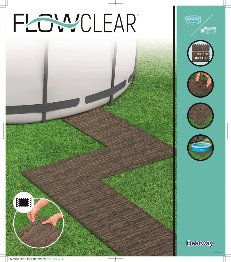 Mbrojtës dyshemeje për pishinë Bestway Flowclear, 50x50 cm, ngjyrë druri
