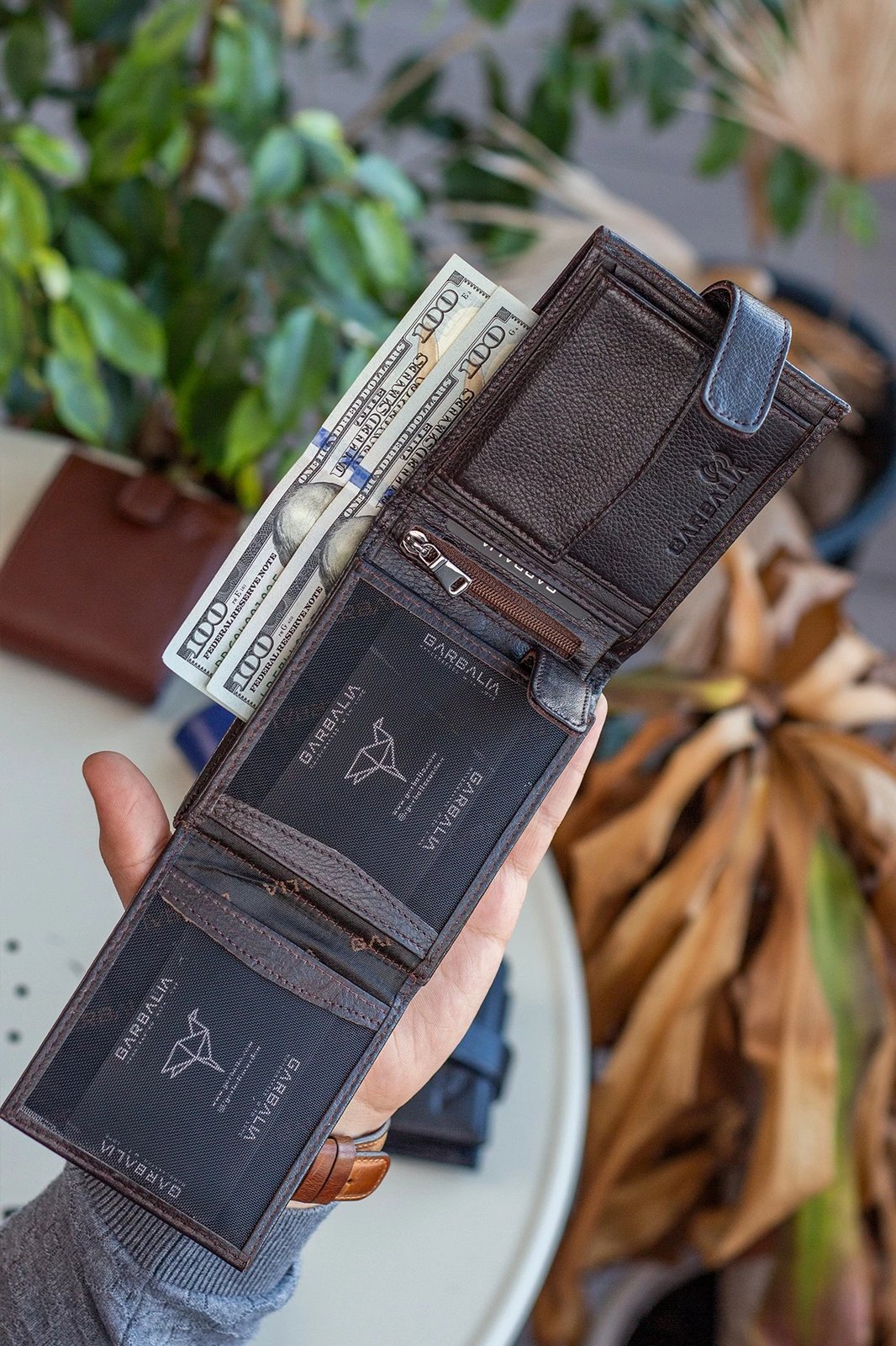 Portofol për burra, lëkurë origjinale, ngjyrë kafe, Chelsea