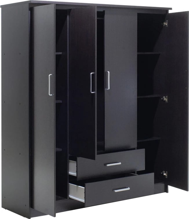 Dollap Olympus me 4 dyer e sirtarë, ngjyrë wenge, 159x57x183 cm