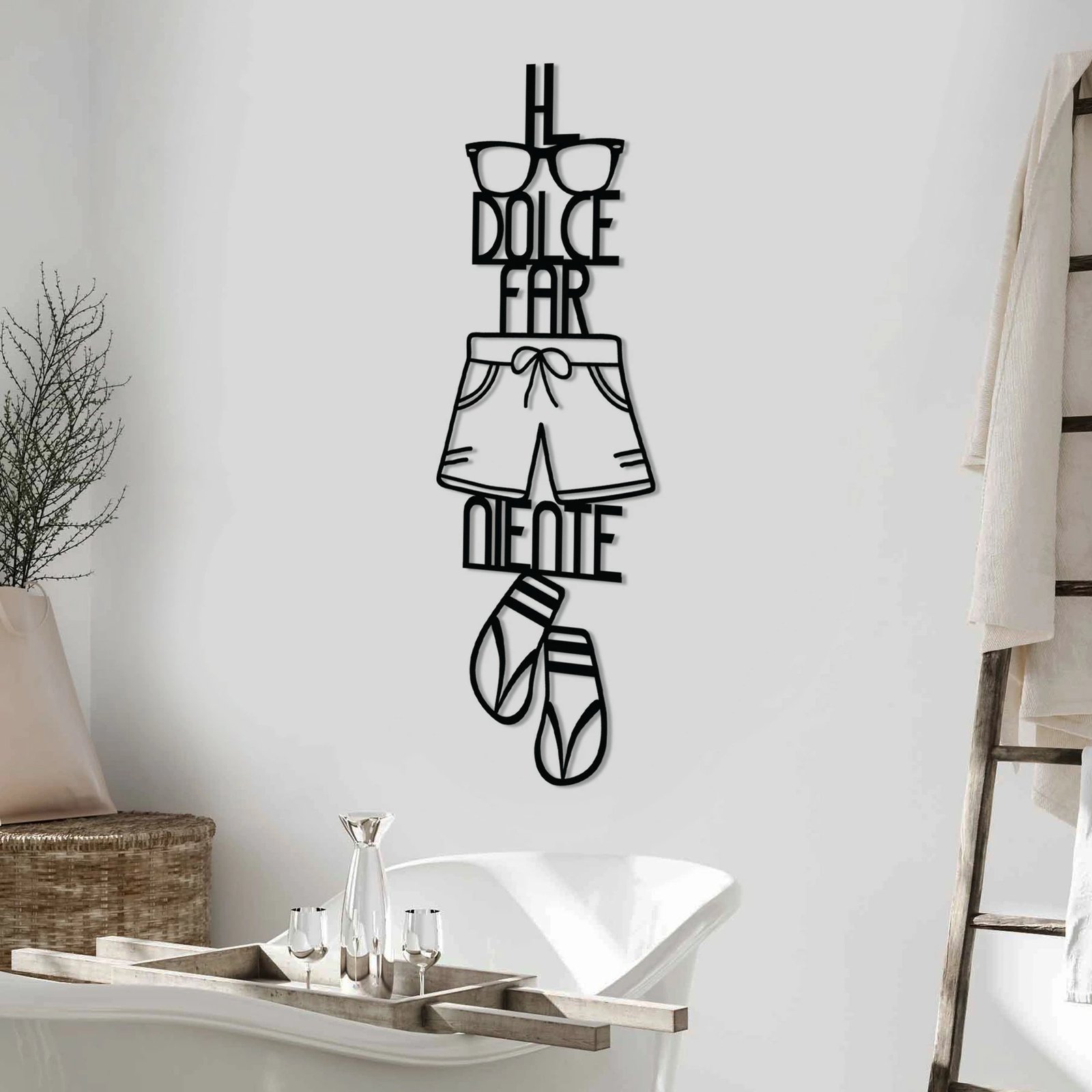 Aksesor dekorativ metalik për mur, Wallity Dolce Far Niente 3, ngjyrë e zezë, 30x85cm