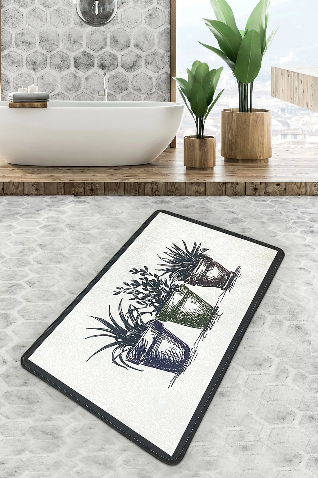 Tapet banje Mijölnir, Koule - 02, shumëngjyrësh, 80x100cm