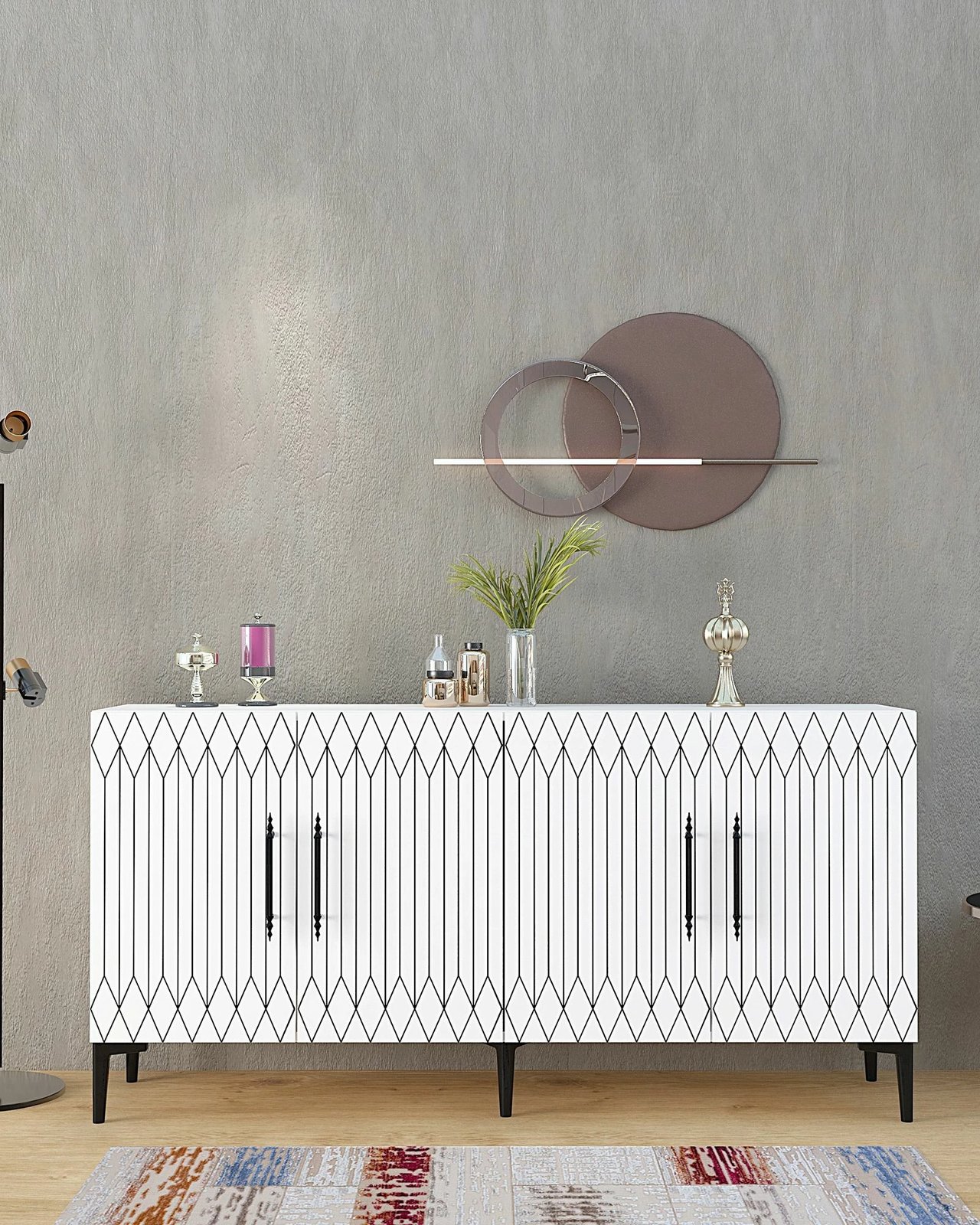 Konsolë Skye Decor, Ressi, e bardhë