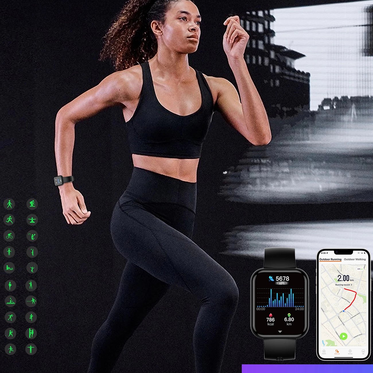 Smartwatch Choetech WT001, 1.91", IP67, Bluetooth 5.0, 300 mAh, e zezë