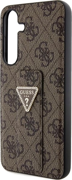 Mbështjellës Guess Grip Stand 4G Triangle Strass për Samsung Galaxy S24, kafe/artë