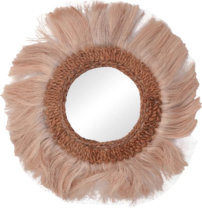 Pasqyrë abaca Fraklone Inart, ngjyrë natyrale, D50x4cm