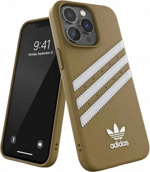 Mbështjellës Adidas OR Moulded PU për iPhone 13/13 Pro 6.1", bezhë-ari