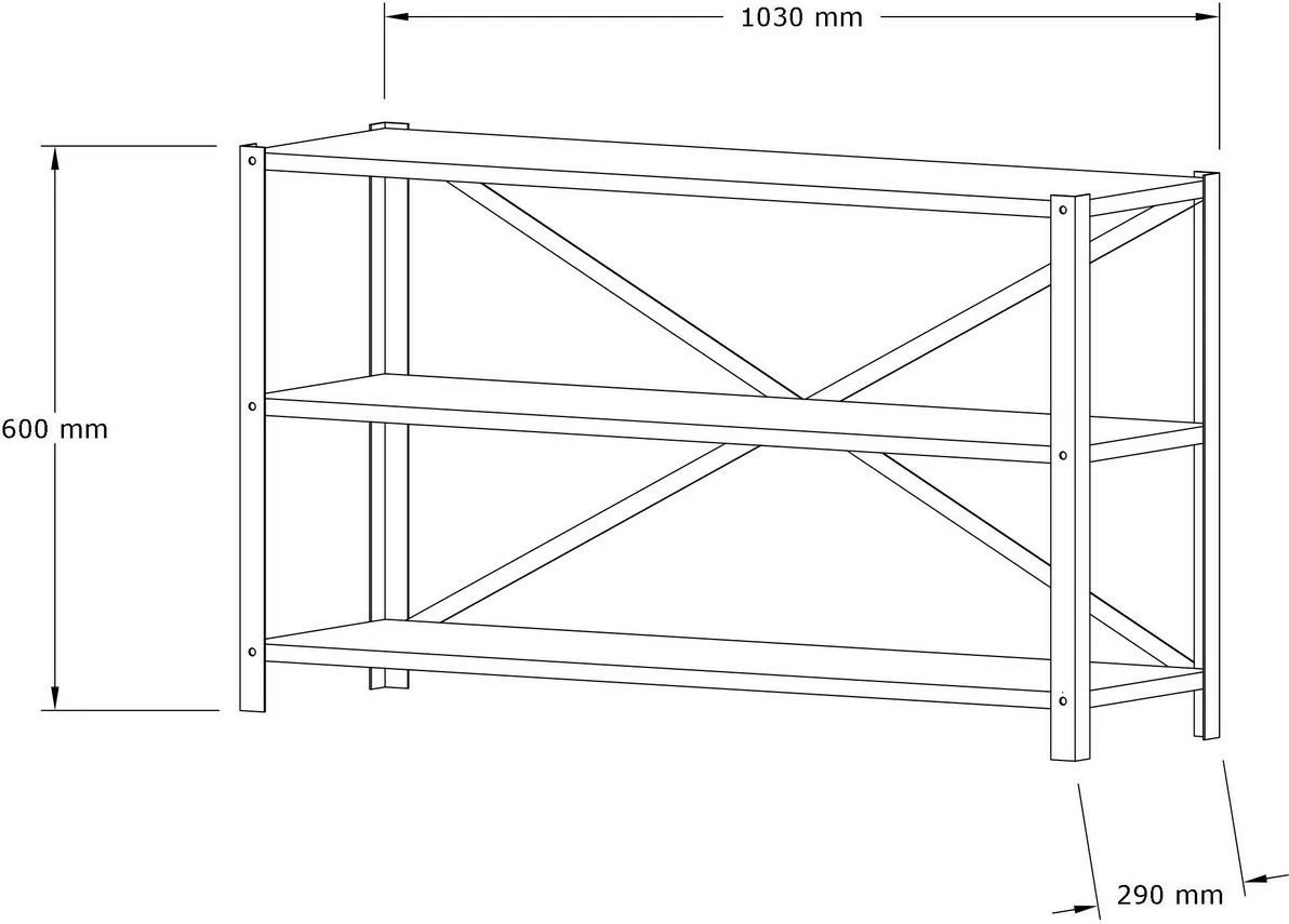 Raft librash industrial, ngjyrë arre, Hanah Home Derby