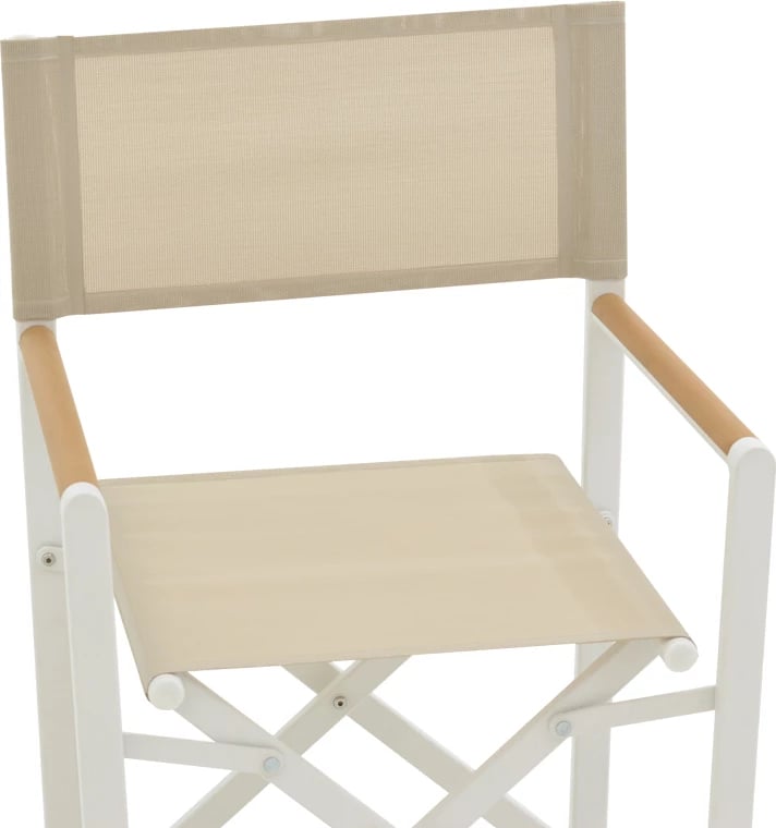 Tavolinë me karrige Mabu-Nares, 7 pjesë, alumin i bardhë dhe dru, 180x90x72.5 cm