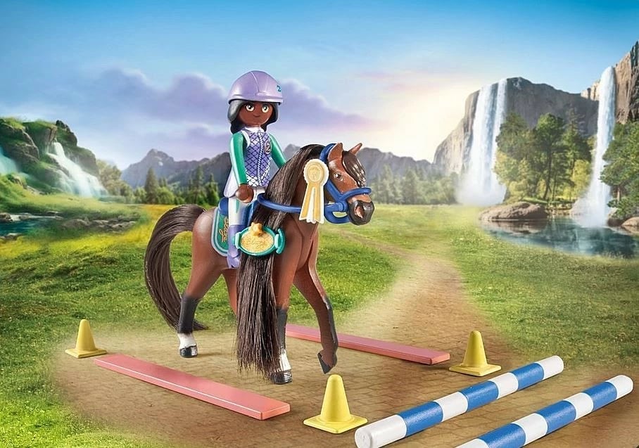 Set lodrash Playmobil Horses of Waterfall 71355 Zoe dhe Blaze me pengesa, 67 pjesë