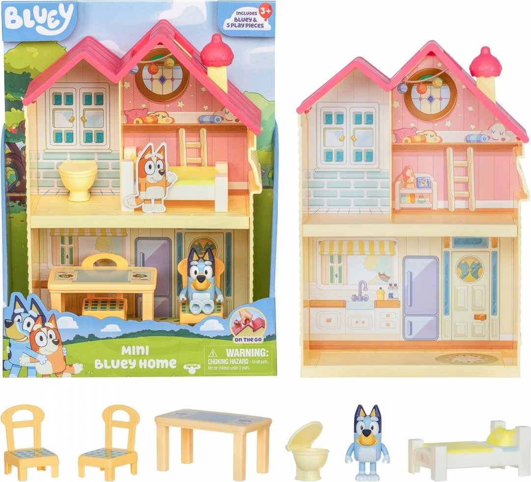 Set lodrash Bluey Mini Family House me figurë dhe aksesorë, Tm Toys