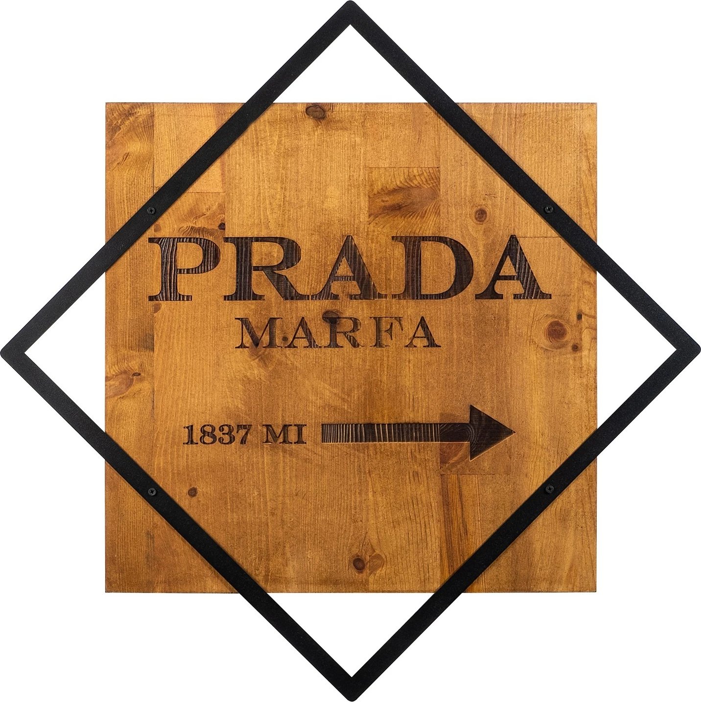 Aksesor dekorativ për mur, dru dhe metal, Wallity Fashion 2, ngjyrë arre dhe e zezë, 54x54cm